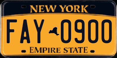 NY license plate FAY0900