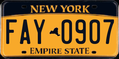 NY license plate FAY0907