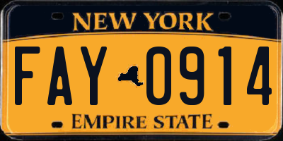 NY license plate FAY0914