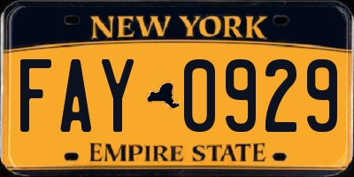 NY license plate FAY0929