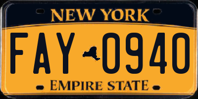 NY license plate FAY0940