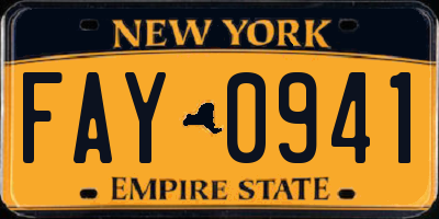 NY license plate FAY0941