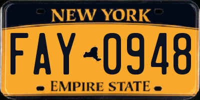 NY license plate FAY0948