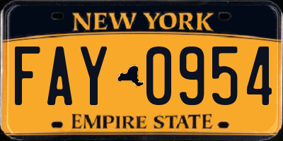 NY license plate FAY0954