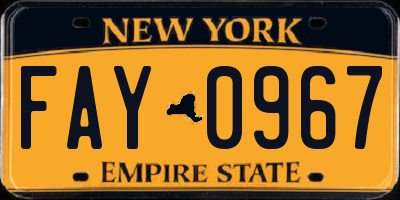NY license plate FAY0967
