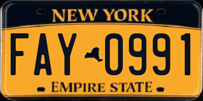 NY license plate FAY0991