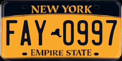 NY license plate FAY0997
