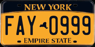 NY license plate FAY0999