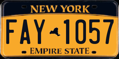 NY license plate FAY1057