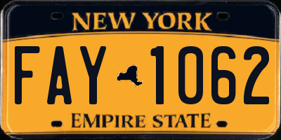 NY license plate FAY1062