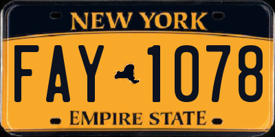 NY license plate FAY1078