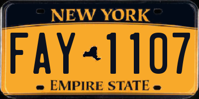 NY license plate FAY1107