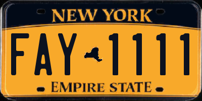 NY license plate FAY1111