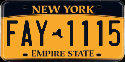 NY license plate FAY1115