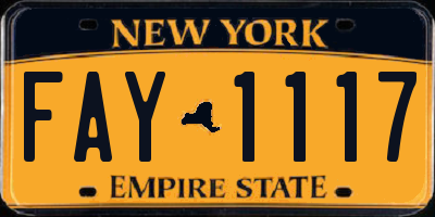 NY license plate FAY1117