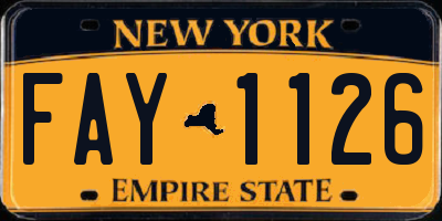 NY license plate FAY1126