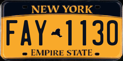 NY license plate FAY1130