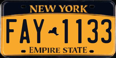 NY license plate FAY1133