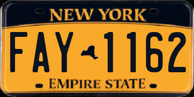 NY license plate FAY1162