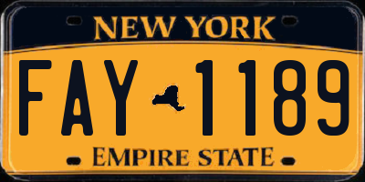 NY license plate FAY1189
