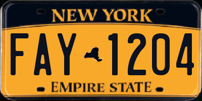 NY license plate FAY1204