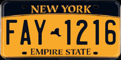 NY license plate FAY1216