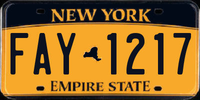 NY license plate FAY1217