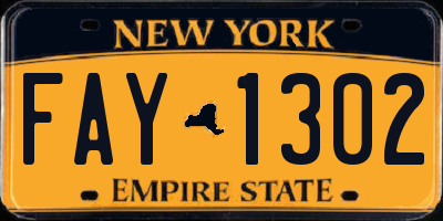 NY license plate FAY1302