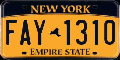 NY license plate FAY1310