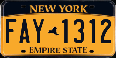 NY license plate FAY1312