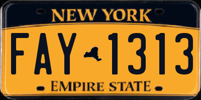 NY license plate FAY1313