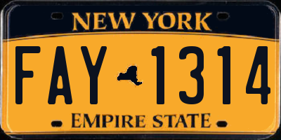 NY license plate FAY1314
