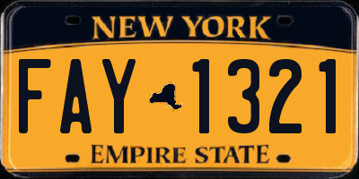 NY license plate FAY1321