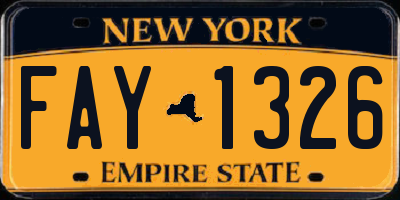 NY license plate FAY1326