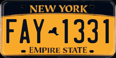 NY license plate FAY1331