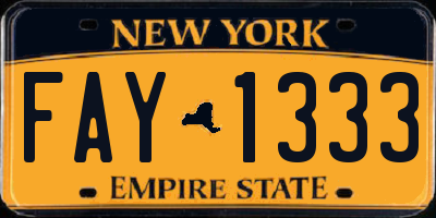 NY license plate FAY1333