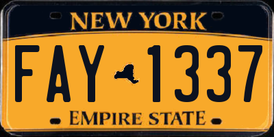 NY license plate FAY1337