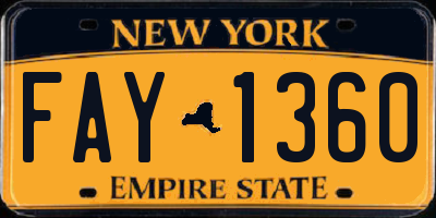NY license plate FAY1360