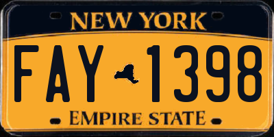 NY license plate FAY1398