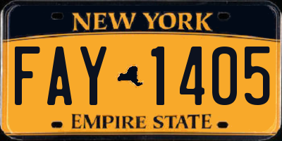 NY license plate FAY1405