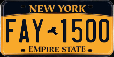 NY license plate FAY1500
