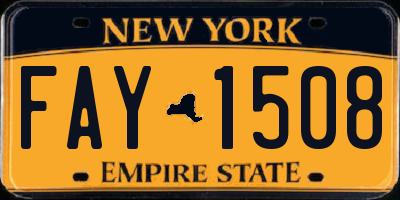 NY license plate FAY1508