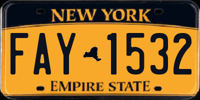 NY license plate FAY1532