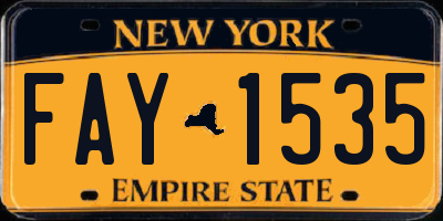 NY license plate FAY1535