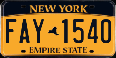 NY license plate FAY1540