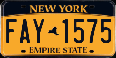 NY license plate FAY1575