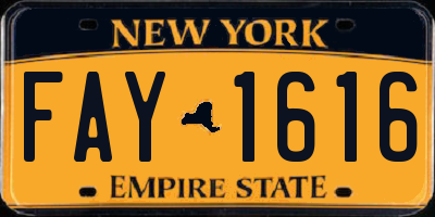 NY license plate FAY1616