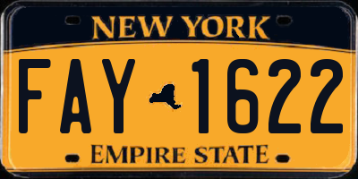 NY license plate FAY1622