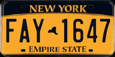 NY license plate FAY1647
