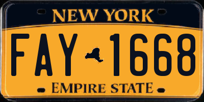 NY license plate FAY1668